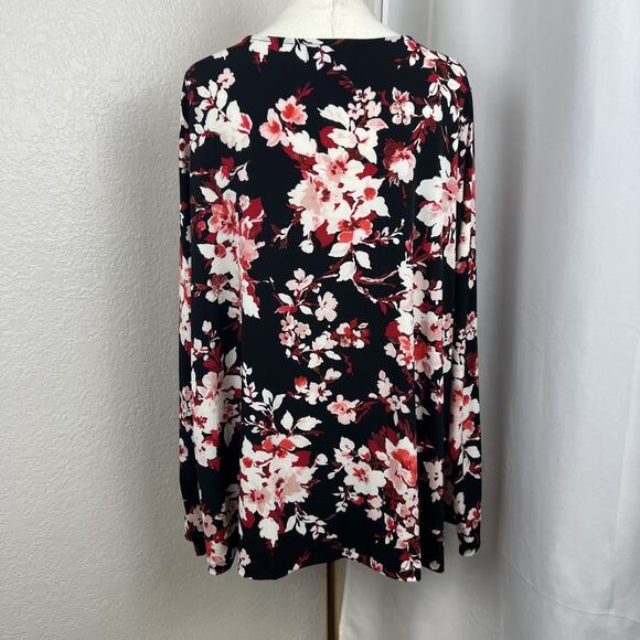 Liz Claiborne Black and Pink Floral Blouse - Picture 4 of 8